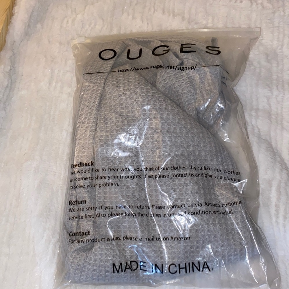 Ouges slouchy long sleeve waffle weave blouse